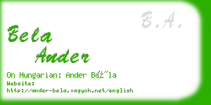 bela ander business card